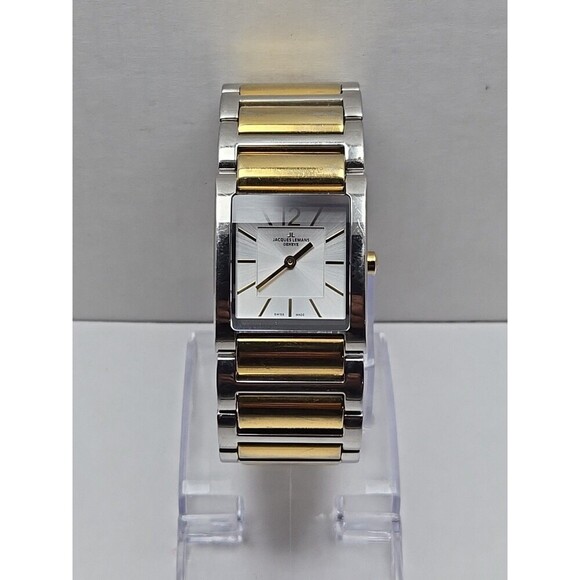 Jacques Lemans Geneve G2101 JL Two Tone Stainless Quartz Swiss Watch New Battery - Picture 1 of 8